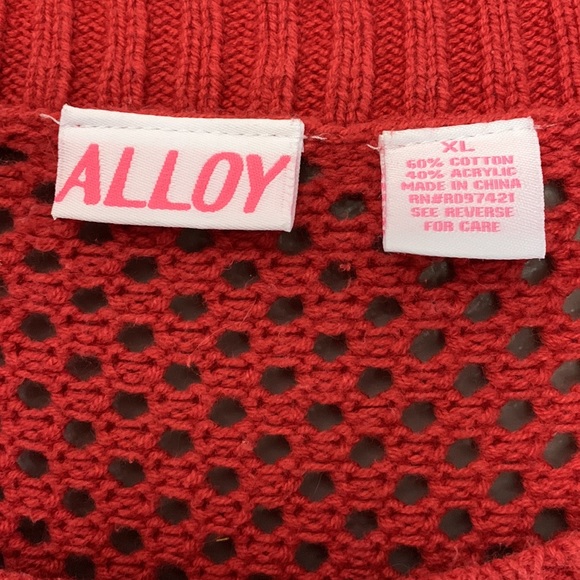 Alloy Womens Long Sleeve Open Knit Pullover Sweater - Red - Size XL - Picture 3 of 7
